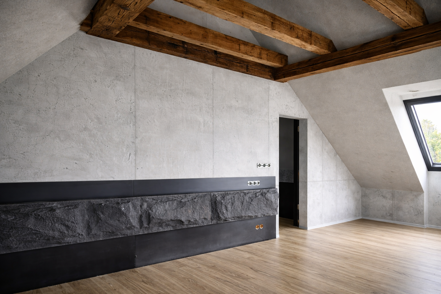 Ściana z efektem odciskanego betonu – Zakopane